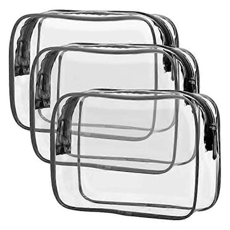 Klar toilettaske, 4-pak TSA-godkendt toilettaske, kvartstørrelse, rejse makeup kosmetiktaske til kvinder og mænd, håndbagage, lufthavn, flyselskab, 