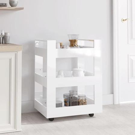 Vidaxl Köksvagn Högglans Vit 60x45x80 Cm Konstruerat Trä Vit
