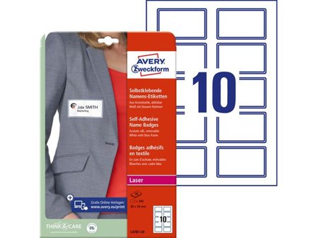 AVERY ZWECKFORM Namnskylt blå 80x50mm 200/fp - Lyreco - Emballage och lagerutrustning - Etiketter och godsmärkning - Namnetiketter