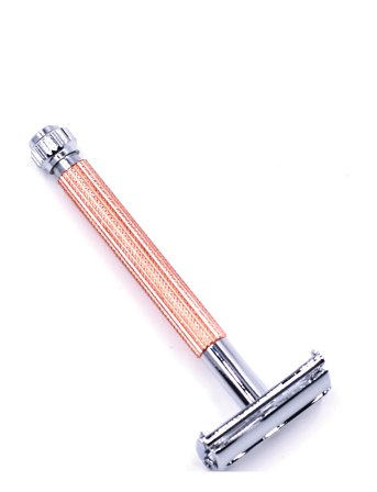 Parker 29L - Rose Gold - Ladies Textured Long Handle Butterfly Open Safety Razor - Pink - ONE SIZE