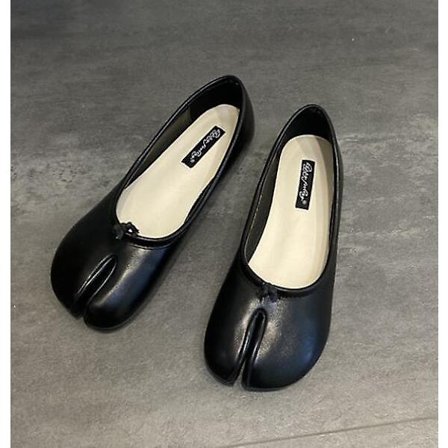 Tabi Ninja Skor Kvinna Mikrofiber Läder Bekväma plattor Delad tå Tofflor Mjuk botten Loafers Rejäla shorts dammockasiner 35-40