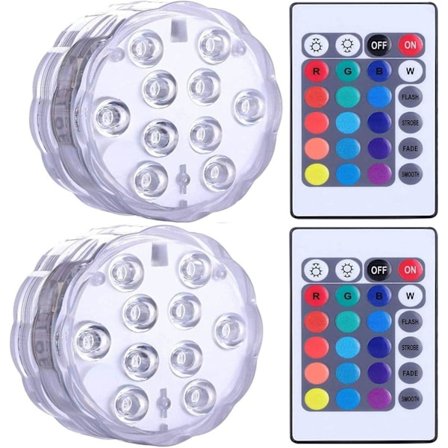 Sänkbar LED-belysning med batterifjärrkontroll, Skapa en atmosfär för fester, Vattentät flerfärgad dekorativ belysning för akvarier,