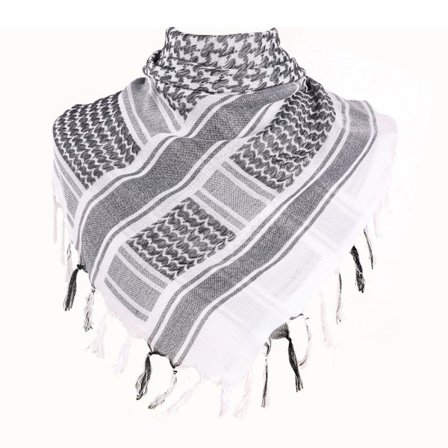 Kufiyya Shemagh Halskjerf Palestina sjal - svart+hvitt