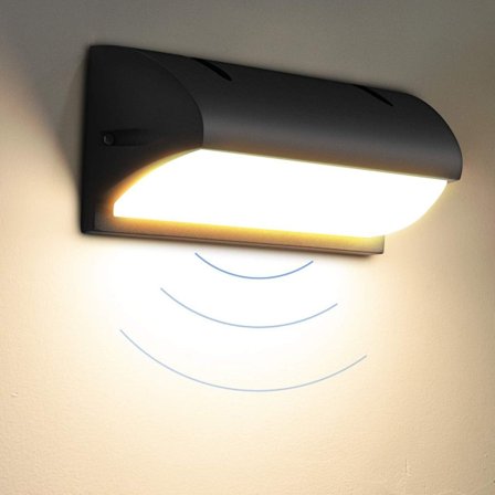 LED-vegglampe med bevegelsessensor, moderne innendørs og utendørs veggspotlight, IP65 KLB