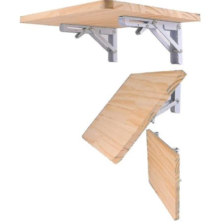 2 stk Sammenleggbare hyllebraketter - Kraftig metall sammenleggbar trekanthyllebrakett, DIY Veggmontert sammenleggbar bordhengsel, plassbesparende for