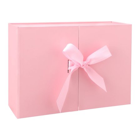 Luksuriøs gaveæske med bånd, foldegaveæske i pap til gaver med låg 26,5x19x8cm Pink