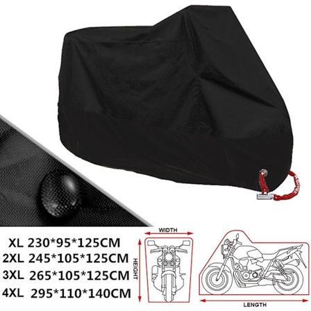 Cover XXXXL utomhus inomhus cover Andas motorcykelskydd Svart cover Nyckelhål Vattentätt UV-skydd Cover