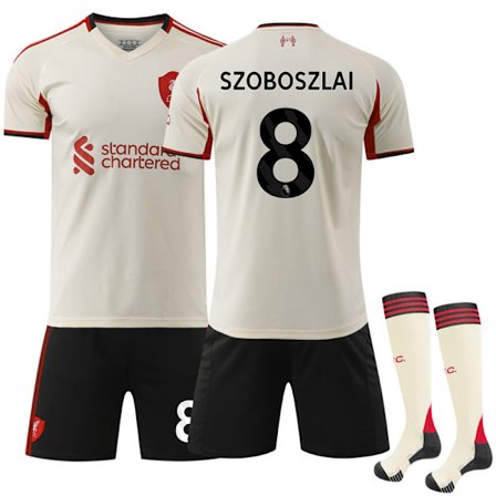2025-2026 Liverpool Bortaställ Barn Fotbollströja Kit Nr 8 Szoboszlai