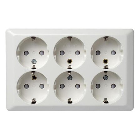 Elko EKO05220 Stikkontakt jordet, 6-veis, Strømbrytere & vegguttak