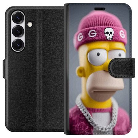 Kompatibelt Plånboksfodral till Samsung Samsung Galaxy S25 Homer Simpson-inspirerad figur i rosa mössa, kedja och streetstyle perfekt för fans av S