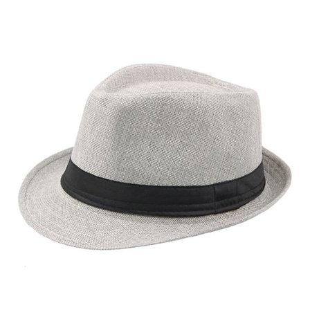 Herre Ensfarvet Bredskygget Fedora Filt Hat Panama Hat Bådmand Sommer Strand Sol Lys Grå