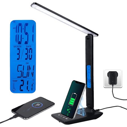 LED-skrivbordslampa med 10 W trådlös laddare
