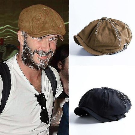2 stk Menn Newsboy Caps Herringbone Baker Boy Cabbie Flat Hat Retro Newsboy Cap