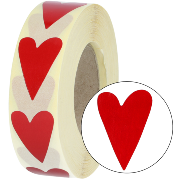 ETIKETT HJERTE RØD 17X30 RULL