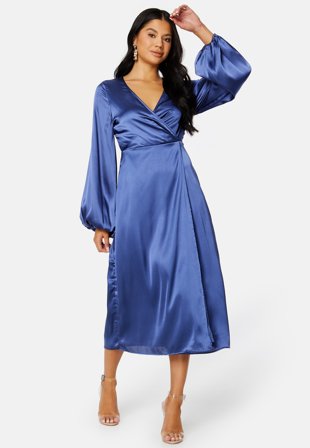 Bubbleroom Occasion Misha Satin Dress Dusty blue Klær