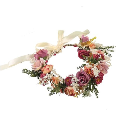 Boho Blomsterhodebånd Justerbar Blomsterkrans Tiara Bryllupsfest Blomsterkrone