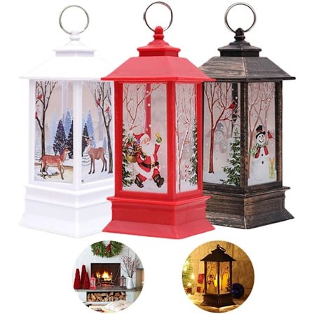 Jul utomhusljus rea, 3 st juldekorationer ljus jul ljus med LED-värmeljus älg snögubbe tomten ljus