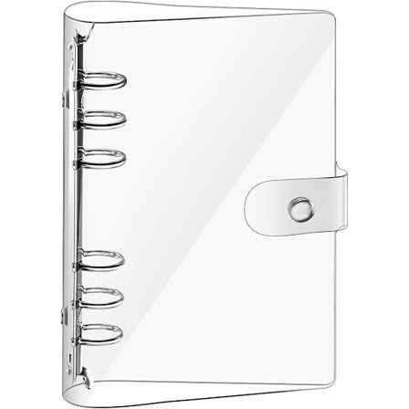 Ringbinders Cover Klar Blød PVC 6 Hulls Ringbinder, Vandafvisende Løsbladshæftemappe med Transparent Lineal, Notesbog Cover Case Genopfyldeligt