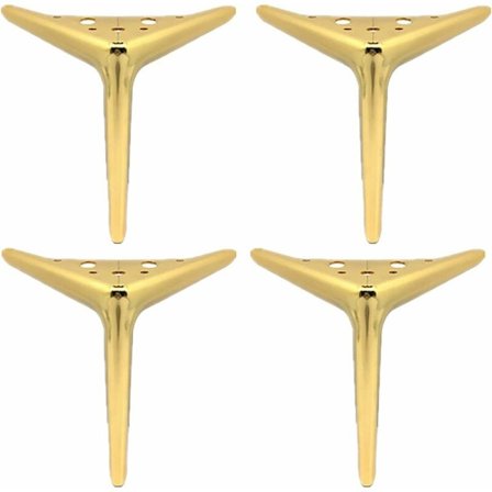 4-pack bordsben i metall, möbelben, soffben, bordsben, TV-bänk, säng, badrumssoffa, soffbord, möbelben med skruvar, guld, 18 cm