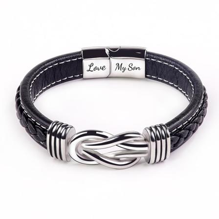 Flätat Läderarmband För Mor Och Barn Alltid Länkat