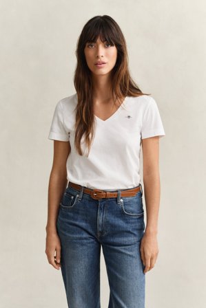 GANT Damen V-Neck T-Shirt (XXXL) Weiß