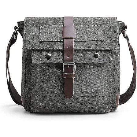 Canvas Messenger Bag, Herrväska med Acsergery Flera Fack, Ipad Väska, Vintage Present