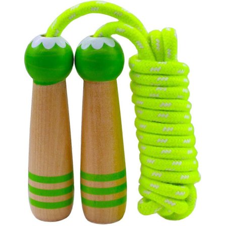 Hoppetau for barn, 2,1 m justerbart bomullshoppetau med trehåndtak, trening utendørs