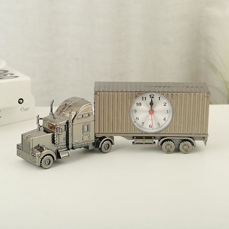 11.8 Väckarklocka för lastbil i container med draghuvud Modepersonlighet Kreativ väckarklocka Student vid sängklockan Hemmaväckarklocka-mörkbrun