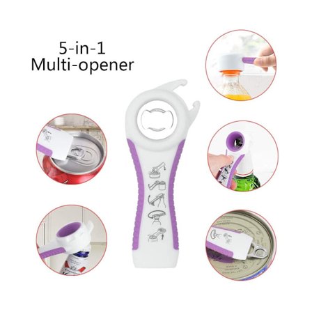 Flaskeåbner - 5 i 1 Multifunktionel Dåseåbner - Gigt-venlig Glasåbner - Kombination 5