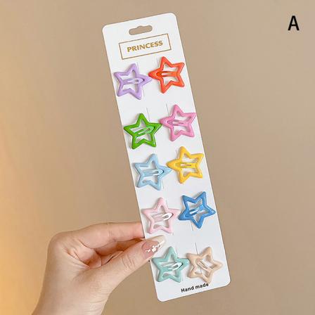 3/10 stk Bobby Pin Girl Colorful Stars Barrettes Metal Snap Clip A