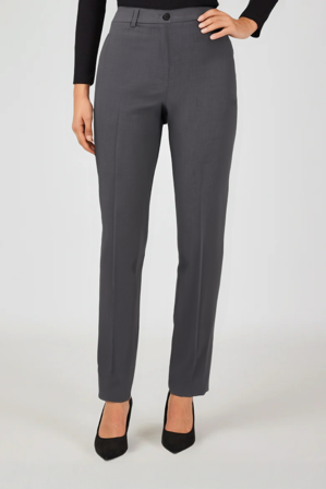 Brandtex - Sara Bukser Med Lynlåslommer - Lys Grå Meleret - Slim Fit