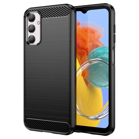 Fleksibelt etui med kulstofmønster til Samsung Galaxy M14 Carbon Case - sort