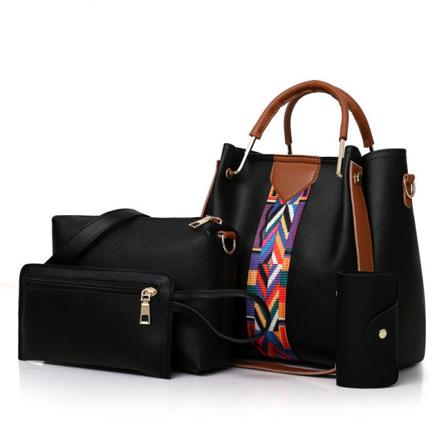 Naisten naisten käsilaukku Kannettava olkalaukku Muotiväri Kontrasti Crossbody laukku Black