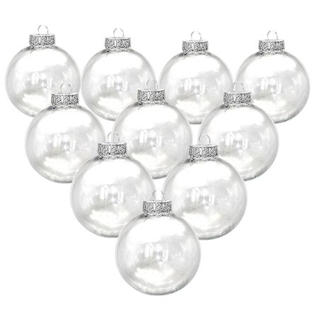 10 stk Gjennomsiktige Julerikuler Hule Plast Blanke DIY Tomme Kuler Til Fest (FMY)