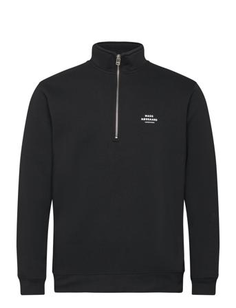 Mads Nørgaard Standard Half Zip Logo Sweat Svart