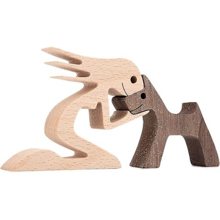 Lille stueindretning kvinder og hund statue trædekorationer til hjemmet