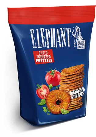 Elephant Baked Squeezed Pretzels Tomatoes and Herbs, Helse & Madvarer, Brød, Kiks & Kager, Øvrigt