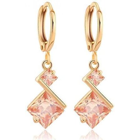 Øredobber med stift for kvinner, elegant 18K attraktivt rundt anheng