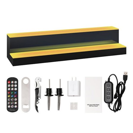 LED-belyst alkoholfles stativ - Duoku - 2 nivåer - med LED-belysning - whisky stativ i 2 trinn