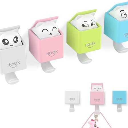 Set med 4 självhäftande krokar med anime-djurmotiv