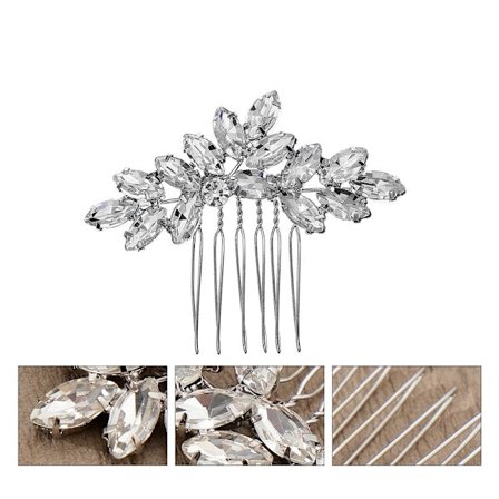 Silverfärgad brudhårs-kam med strass