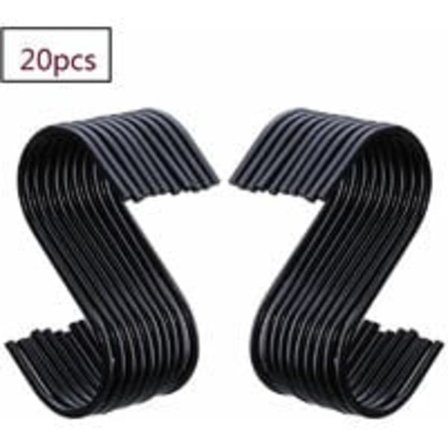 20 kappaletta mustia S-koukkuja S-ripustuskoukkuja S-muotoisia koukkuja S-ripustuskoukkuja