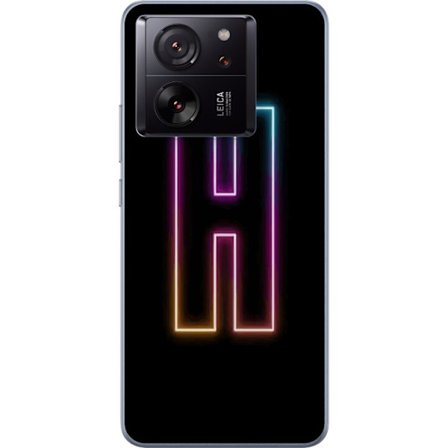 Kompatibelt Mobildeksel til Xiaomi Xiaomi 13T Pro Minimalistisk neonbokstav H i fargeskiftende lys mot svart bakgrunn med moderne typografisk følelse