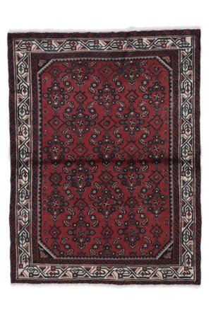 Anudada A Mano Hamadan Alfombra 108X143 De Lana Negro/Rojo Oscuro Pequeño