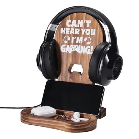 Gamerpresenter för tonårspojke, Gamer Rumsdekor för man, Bästa presenter för son, pojkvän, make, speltillbehör, Gaming Headset i trä - Perfekt