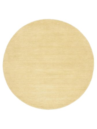 Handloom Rug - Dusty Yellow Ø 200 Wool, Scandinavian Style