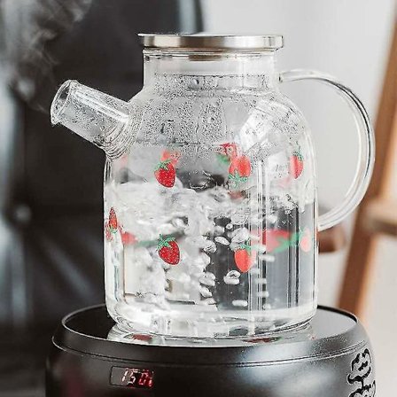 1,8 l Suuri Läpinäkyvä Borosilikaattilasi Teekannu Toimistoon 1800 ml.