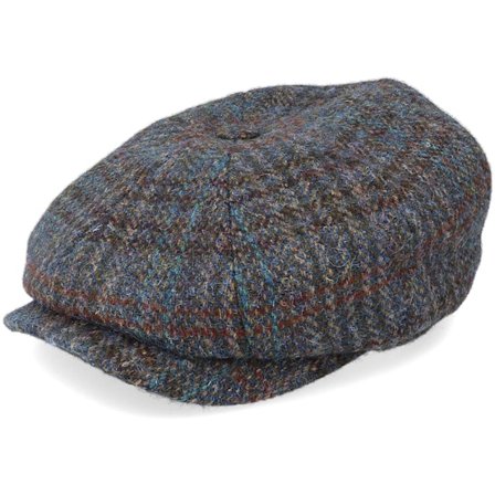Stetson - Braun Flatcap Cap - Hatteras Harris Tweed Brown/Navy Flat Cap @ Hatstore