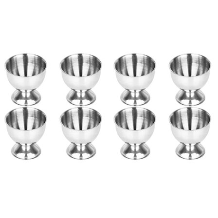 8 stk. Æggebægre Sæt Rustfrit Stål Æg Hårdkogte Æg Og Blød Bakke Værktøjs Holdere Køkken, Sølv