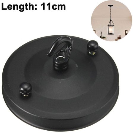 Ståltaklampa med krok, vintage takplate med kroker, retro taklampe med alle fester for oppheng, svart
